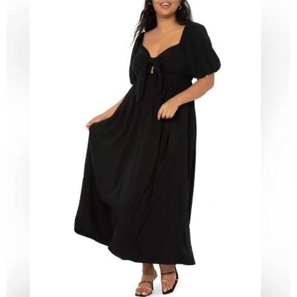 New! ELOQUII black tie front maxi dress‎ plus size 20 - Picture 1 of 16